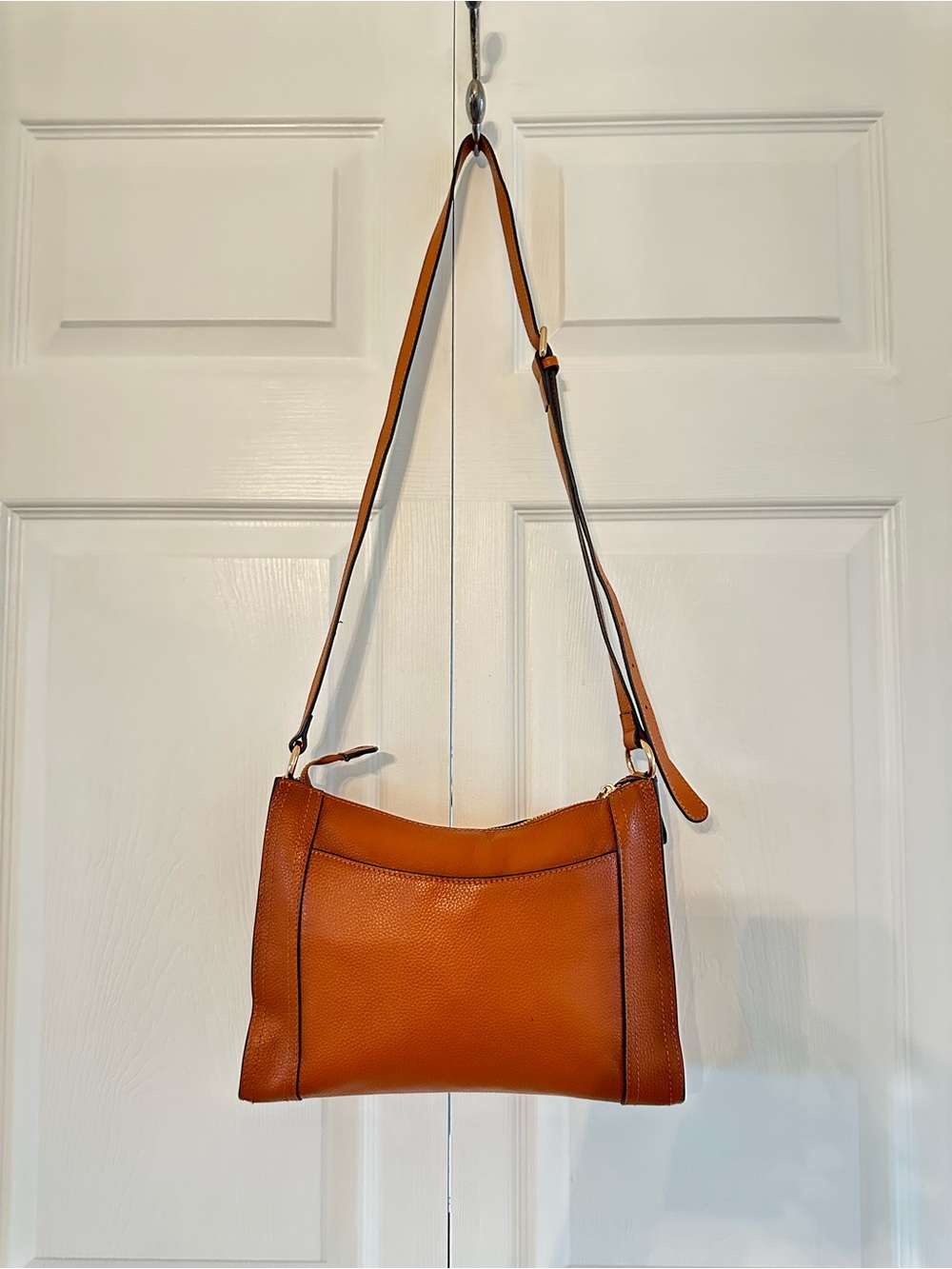 Katie Cognac Pebbled Leather Crossbody Shoulder Bag Purse